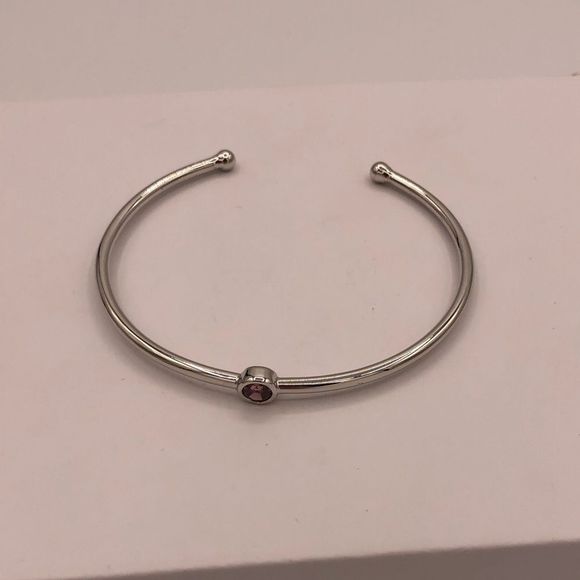 Kestan Pink Swarovski Crystal Silver Tone Cuff Bracelet - Picture 5 of 7